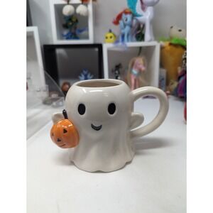 Halloween Figural Ghost‎ Mug with Pumpkin 18 oz (NEW)